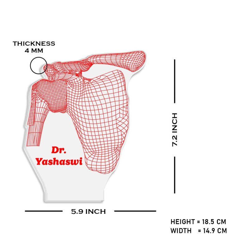 Personalized 3D Illusion Shoulder Joint LED Lamp Gift for Orthopedic Surgeon Medical Decor Light with Warm White Light Thankyou Gift for Doctor